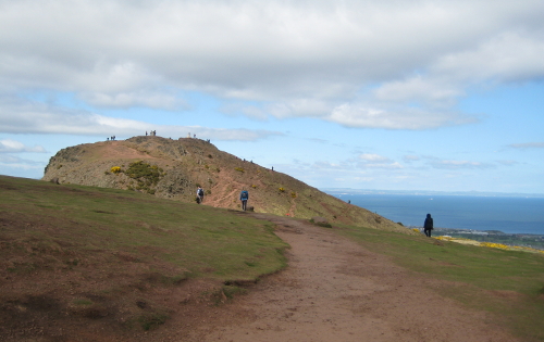 The ridgeline of Arthur's seat, with the peak ahead.