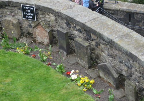 The small headstones of Edinburgh Castle's cemetery for soldiers' dogs